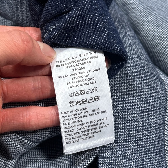 Orlebar Brown Cagney Pique 1/4 Zip Blue White Sweatshirt Mens Small - Picture 9 of 9